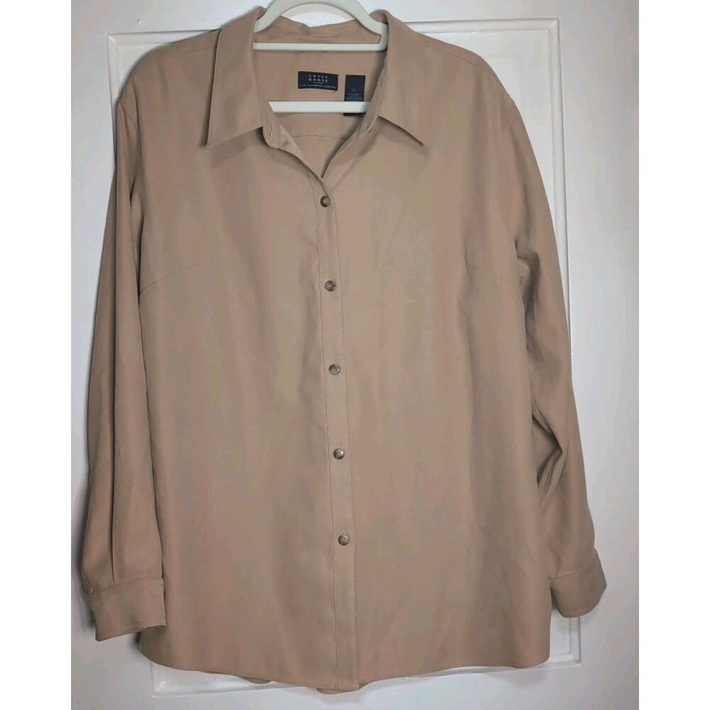 Crazy Horse Liz Claiborne Women's XL Tan Brown Button Shirt Cowgirl Western (985